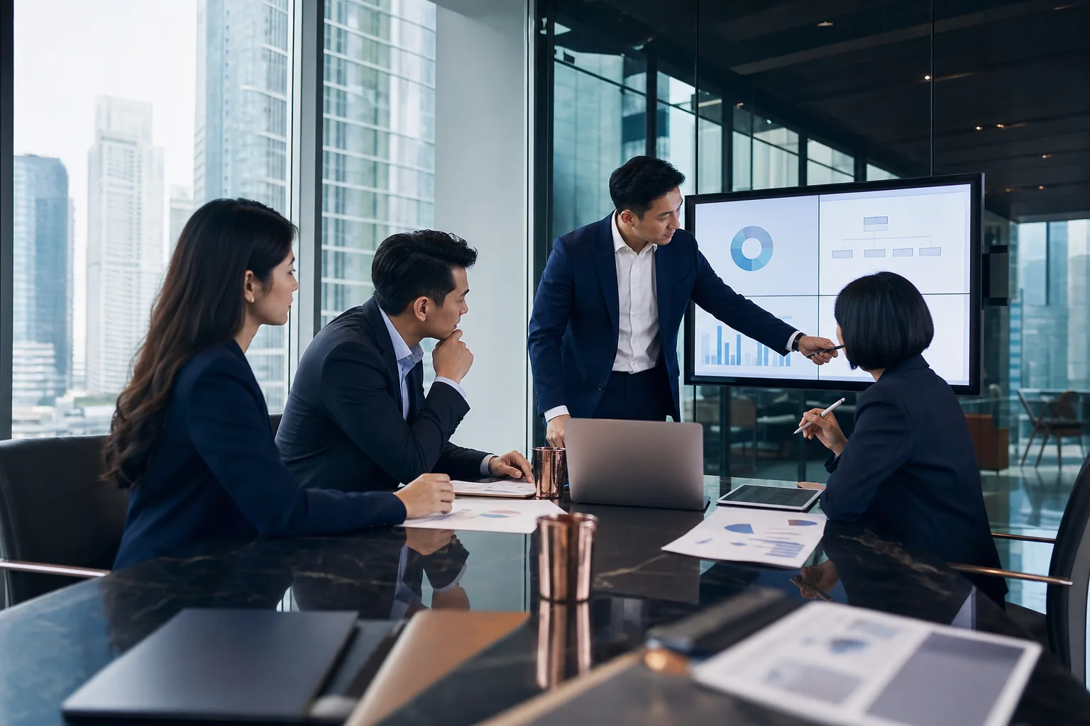 Investment professionals discussing a fund and VCC structure in Singapore