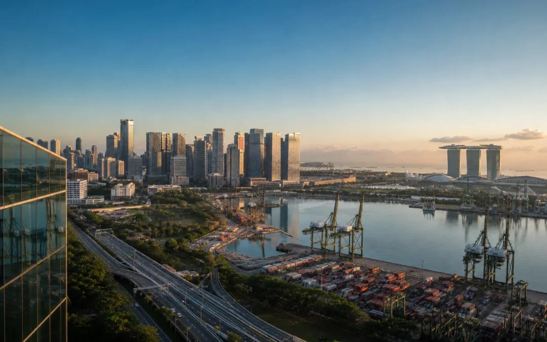 Singapore skyline and port illustrating regional market entry