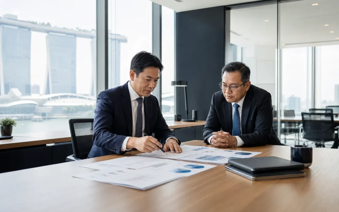 Corporate tax advisers reviewing a cross-border structure in Singapore